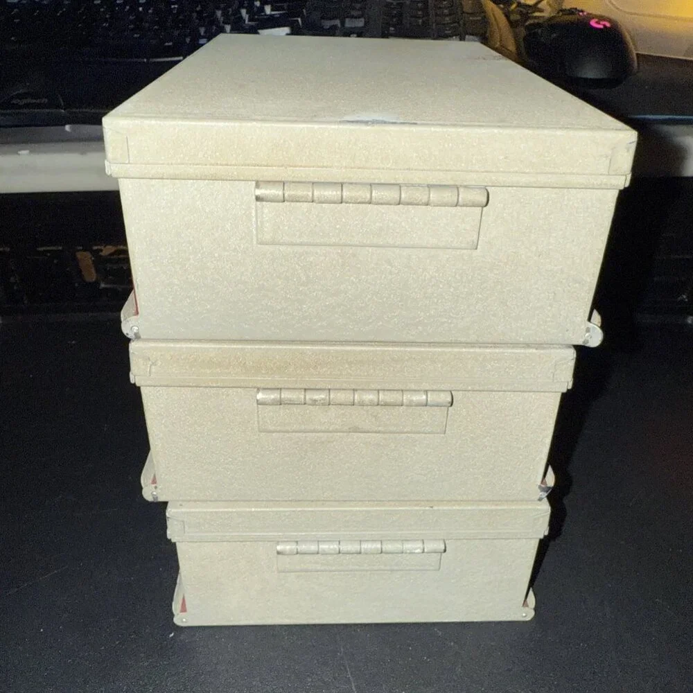 Vintage Kodak Kodaslide Compartment File Red Slide Storage Tip-Out 10 Metal Box